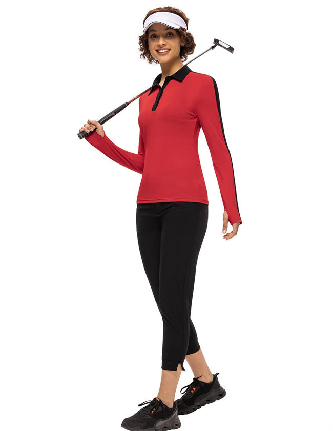 ACK SMITH Women Long Sleeve Golf Polo Shirts Lightweight Moisture Wicking Shirts UPF 50+ Tennis Shirts with Buttons