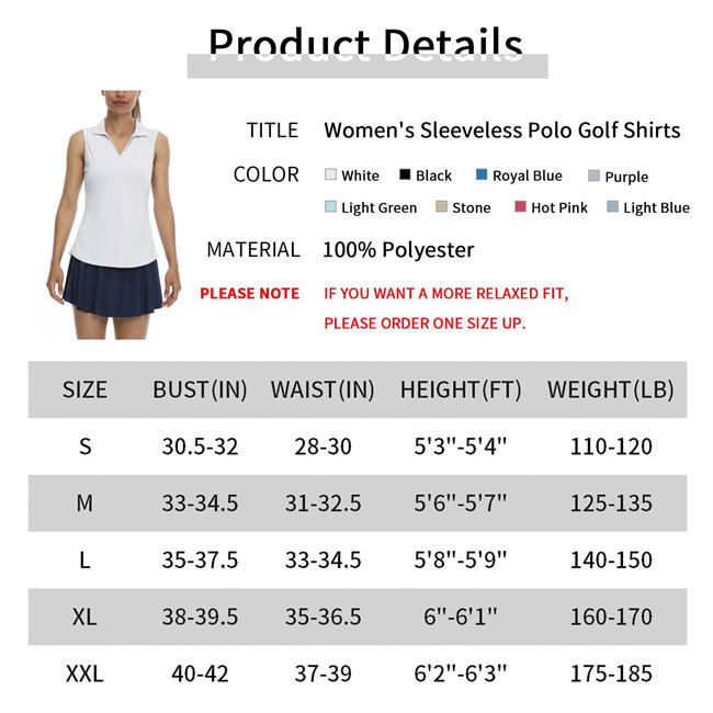 Women Sleeveless Polo Golf Shirts Quick Dry 50+ UV Protection V-Neck with Collar Lightweight Tennis Tank Tops