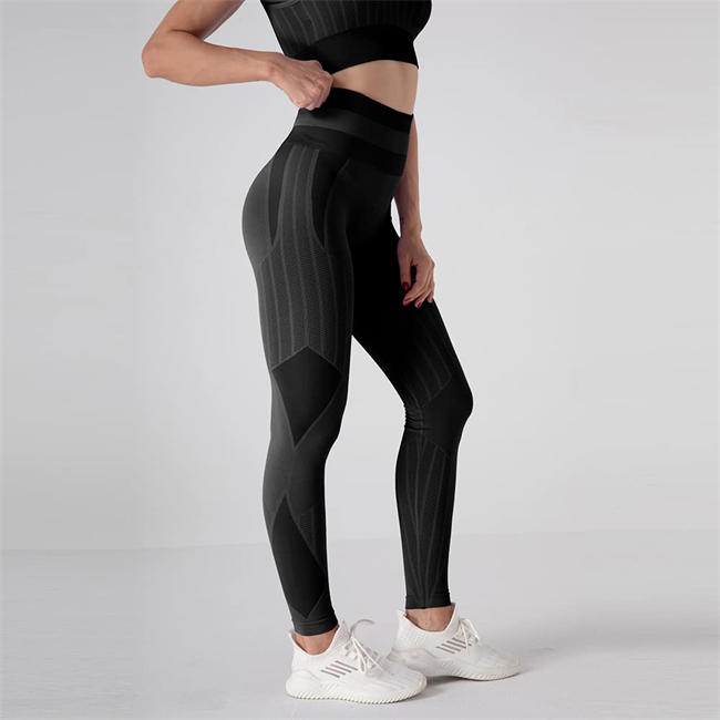 Women 2 Piece Seamless Ribbed Legging with Sports Bra High Waist Gym Fitness Activewear