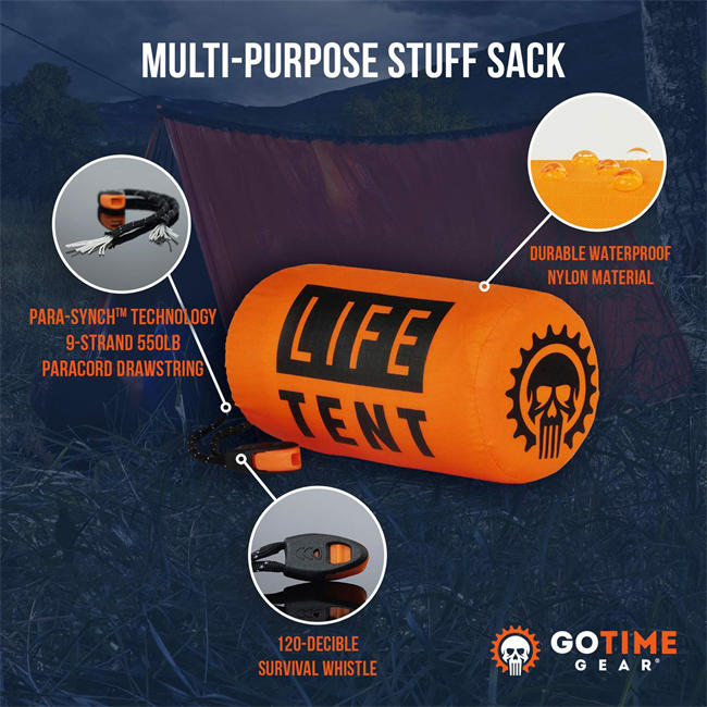 Go Time Gear Life Tent Emergency Survival Shelter – 2 Person Emergency Tent – Use As Survival Tent, Emergency Shelter, Tube Tent, Survival Tarp - Includes Survival Whistle & Paracord