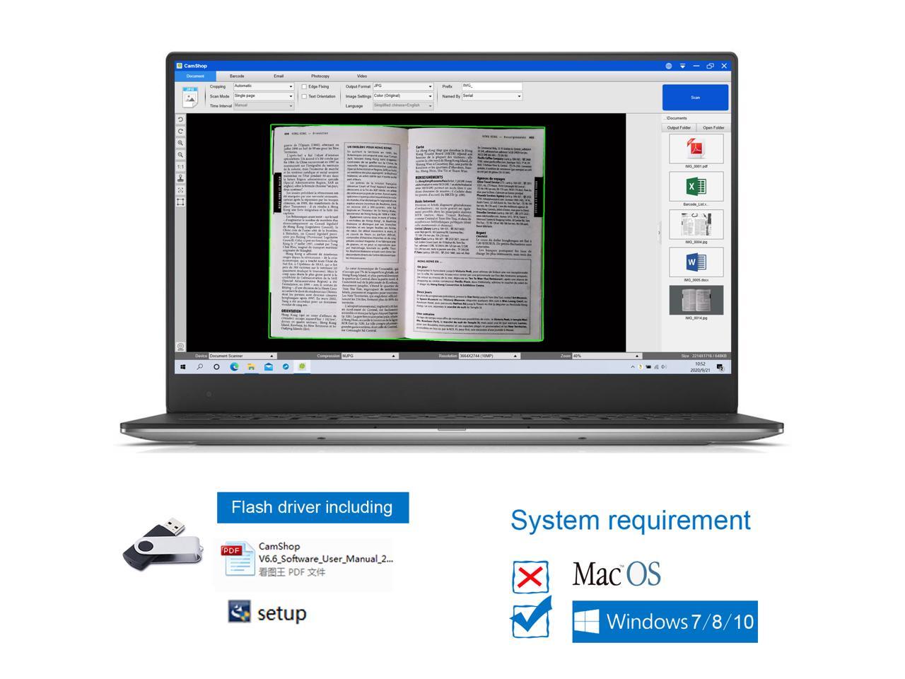 Document Camera X3, High Definition Portable Scanner, Capture Size A3, Multi-Language OCR, English Article Recognition, USB, Powerful Software