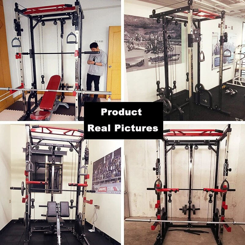 Smith machine steel gantry frame squat rack,128KG