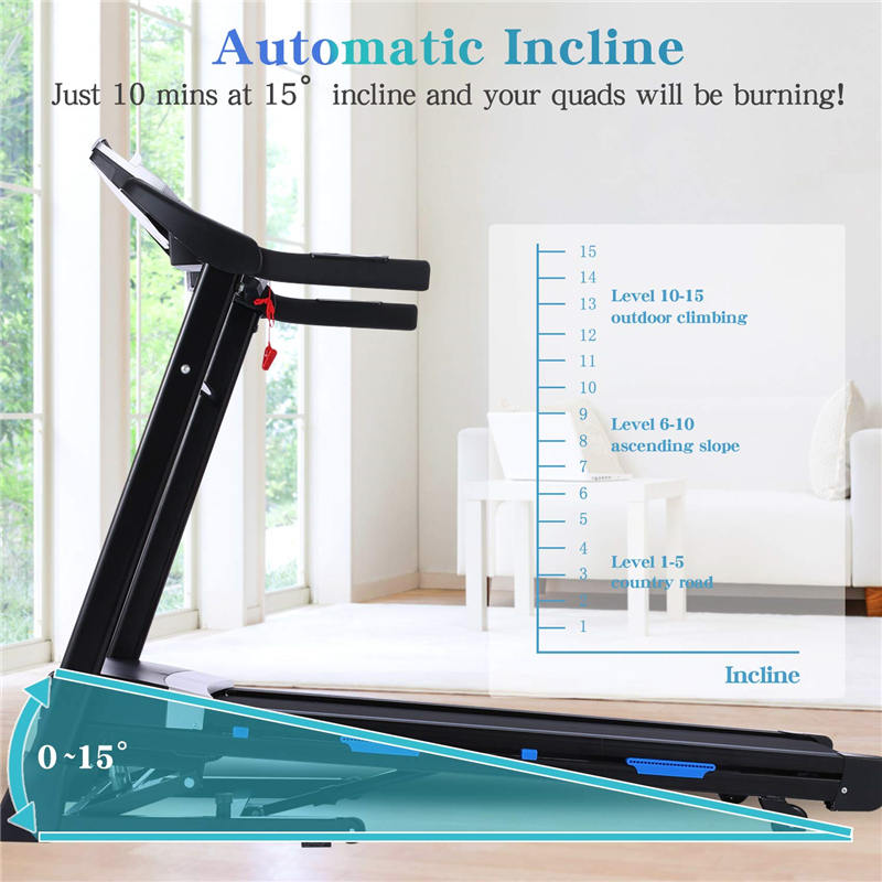 Folding Treadmill with Automatic Incline, 300 LB Weight Capacity, 3.25 HP, Ultra-Wide & Quiet